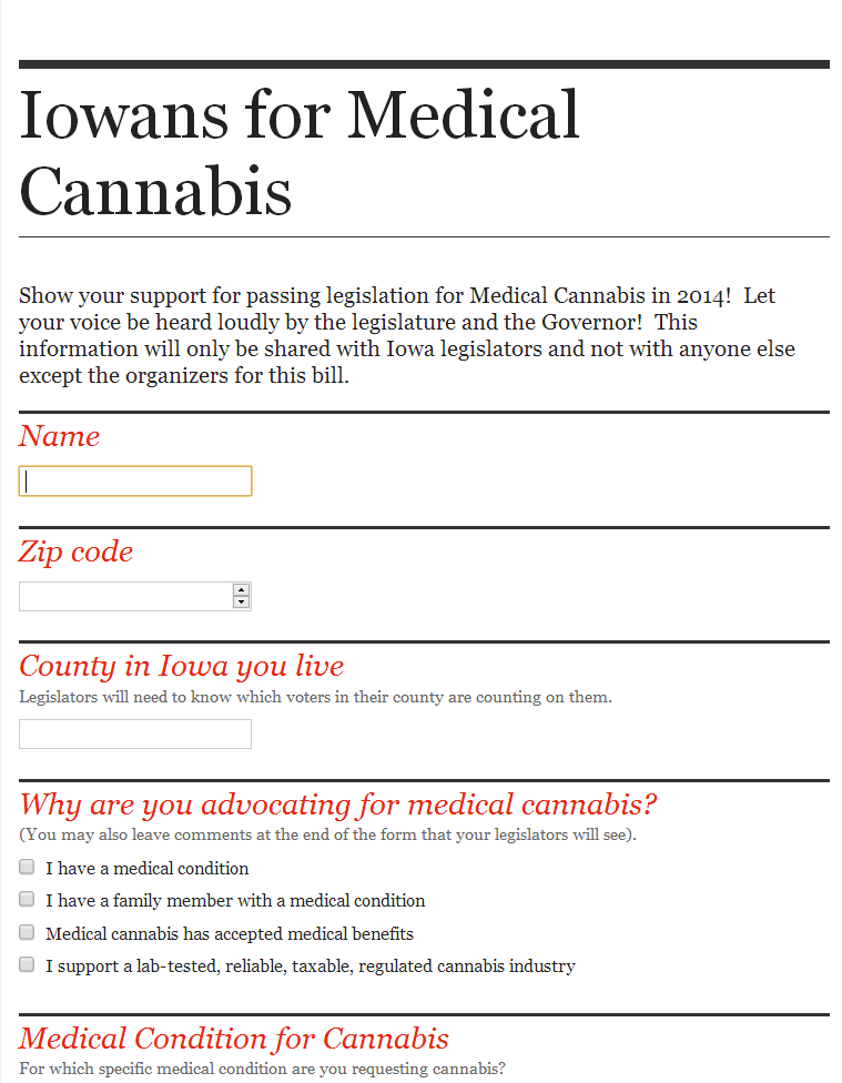 Iowa Supporters: Make A Statement About How You Feel About A Strict Medical Cannabis&nbsp;Program