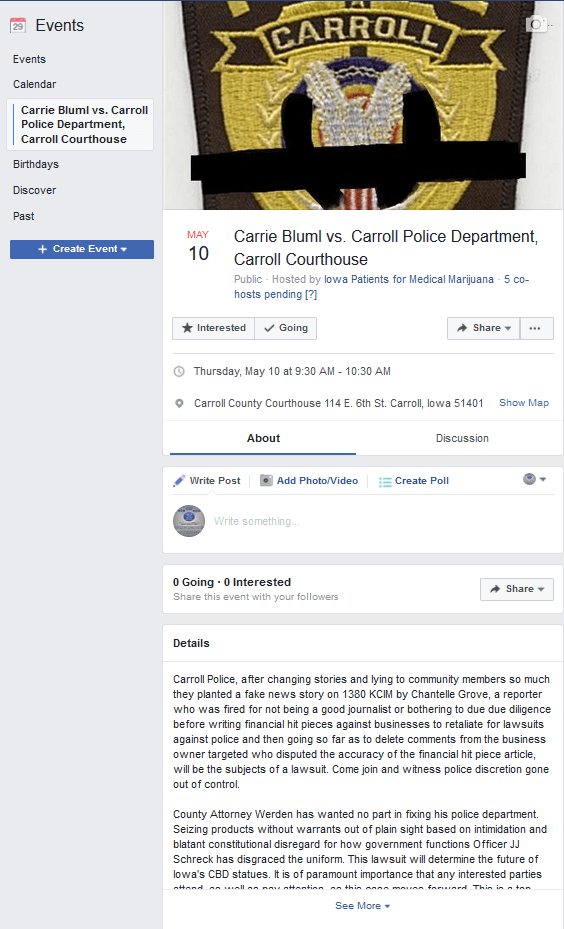 Lawsuit, Carroll Police Department