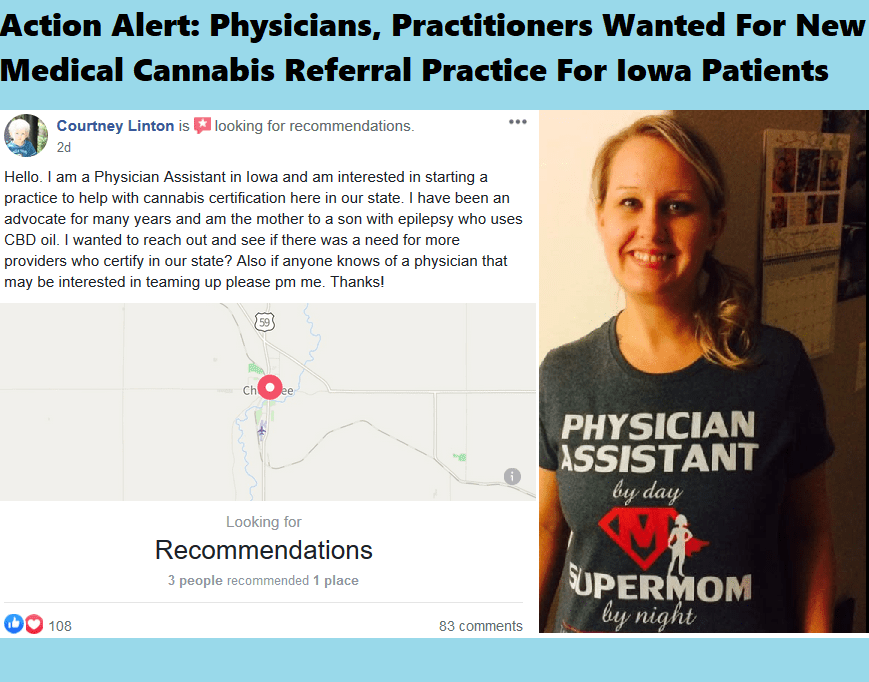 #ActionAlert Well-Known Iowa Cannabis Advocate Seeks Business Partners, Physicians To Perform Iowa Patient mCBD Referral&nbsp;Services
