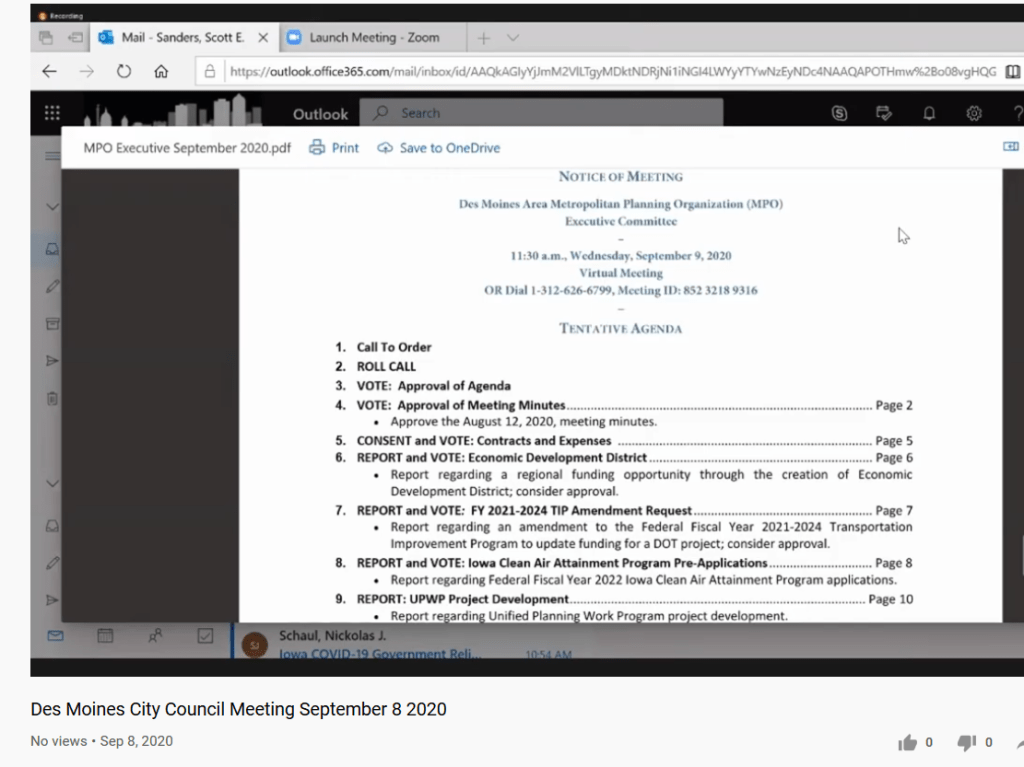 [VIDEO, 36 Minutes] Des Moines City Council Meeting September 8&nbsp;2020