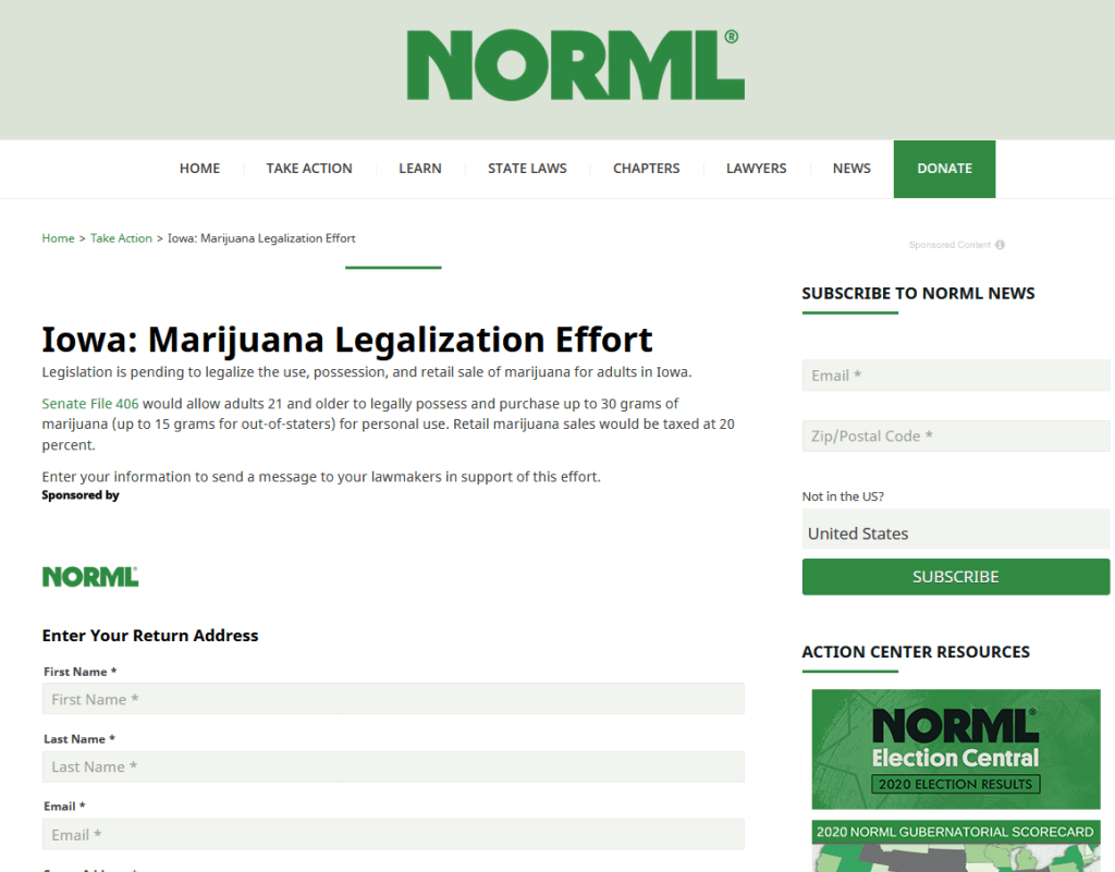 Iowa: Marijuana Legalization&nbsp;Effort