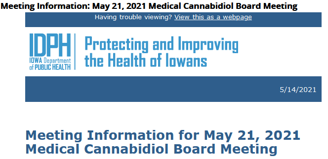Meeting Information: May 21, 2021 Medical Cannabidiol Board&nbsp;Meeting