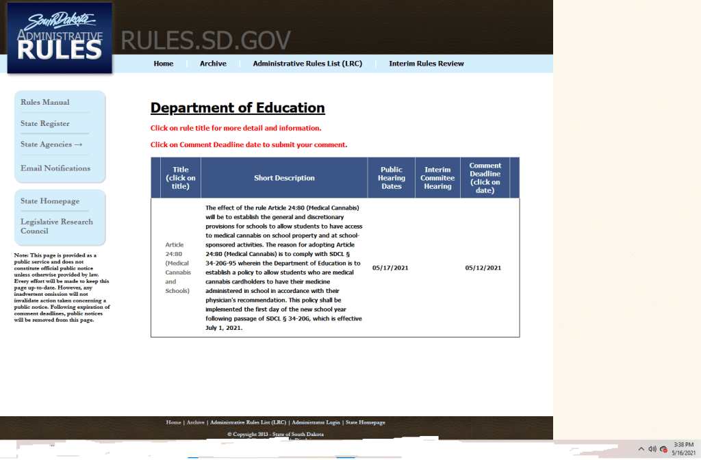 This Email Provides A Solution To Federal Interference With South Dakota’s Medical Cannabis&nbsp;Laws