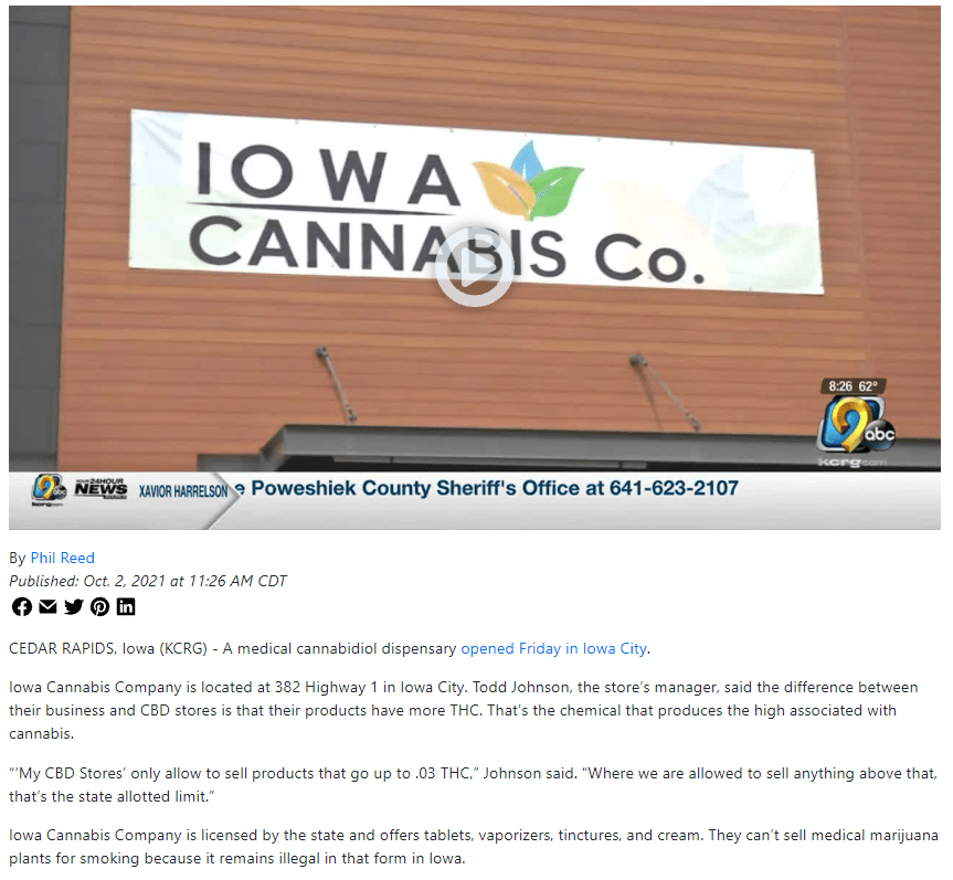 Medical cannabidiol dispensary opens in Iowa&nbsp;City