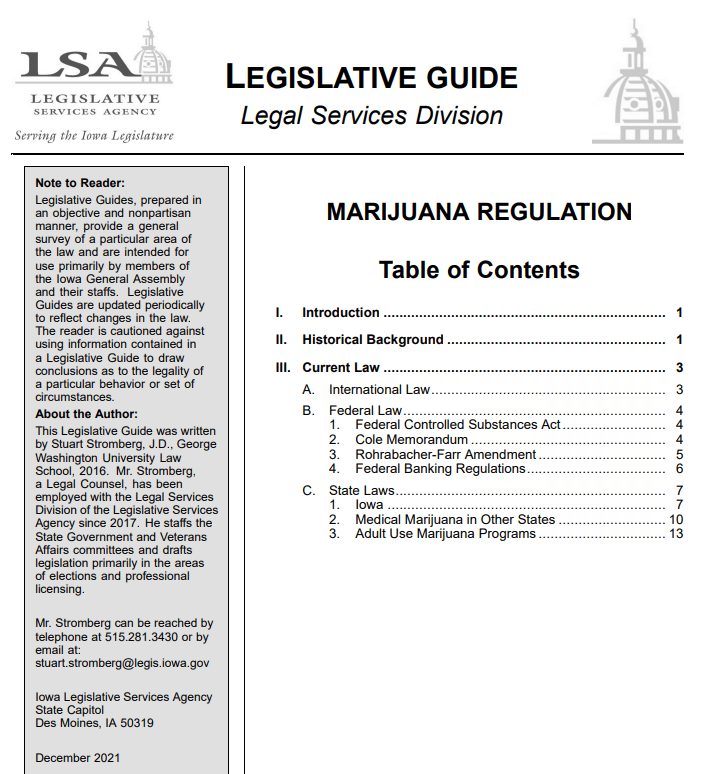 Iowa Releases Legislative Guide To Marijuana&nbsp;Regulations