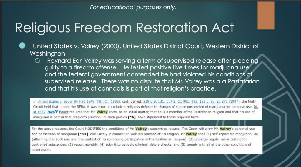 United States v. Valrey: Federal Probation Exemption Granted For Marijuana&nbsp;Use