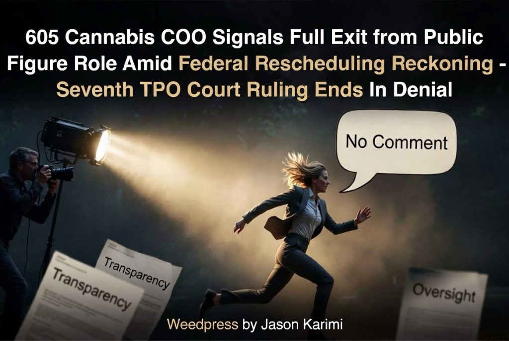 605 Cannabis COO Signals Exit from Public Figure Role Amid Federal Rescheduling Reckoning – As Seventh TPO Court Ruling Ends In&nbsp;Denial
