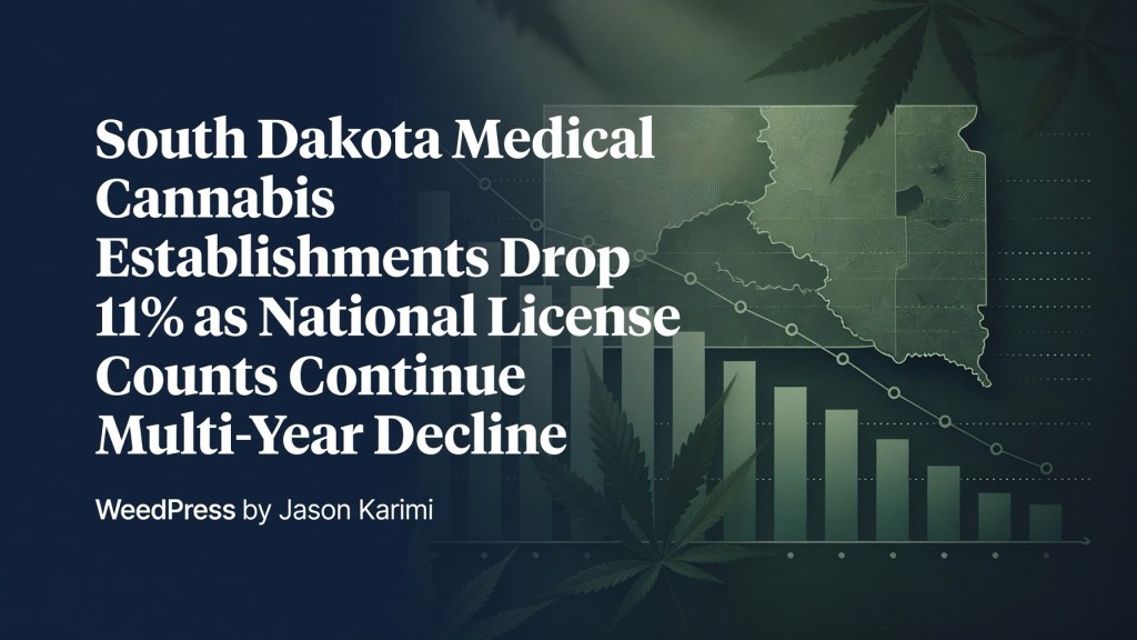 South Dakota Medical Cannabis Establishments Drop 11% as National License Counts Continue Multi-Year&nbsp;Decline