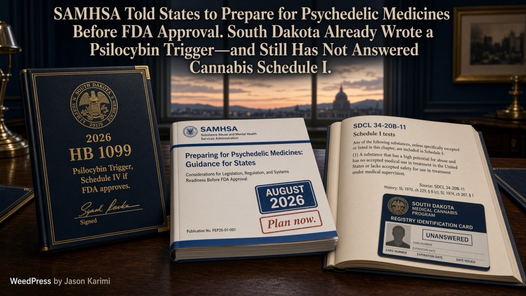 SAMHSA Told States to Prepare for Psychedelic Medicines Before FDA Approval. South Dakota Already Wrote a Psilocybin Trigger—and Still Has Not Answered Federal Cannabis Schedule&nbsp;III.